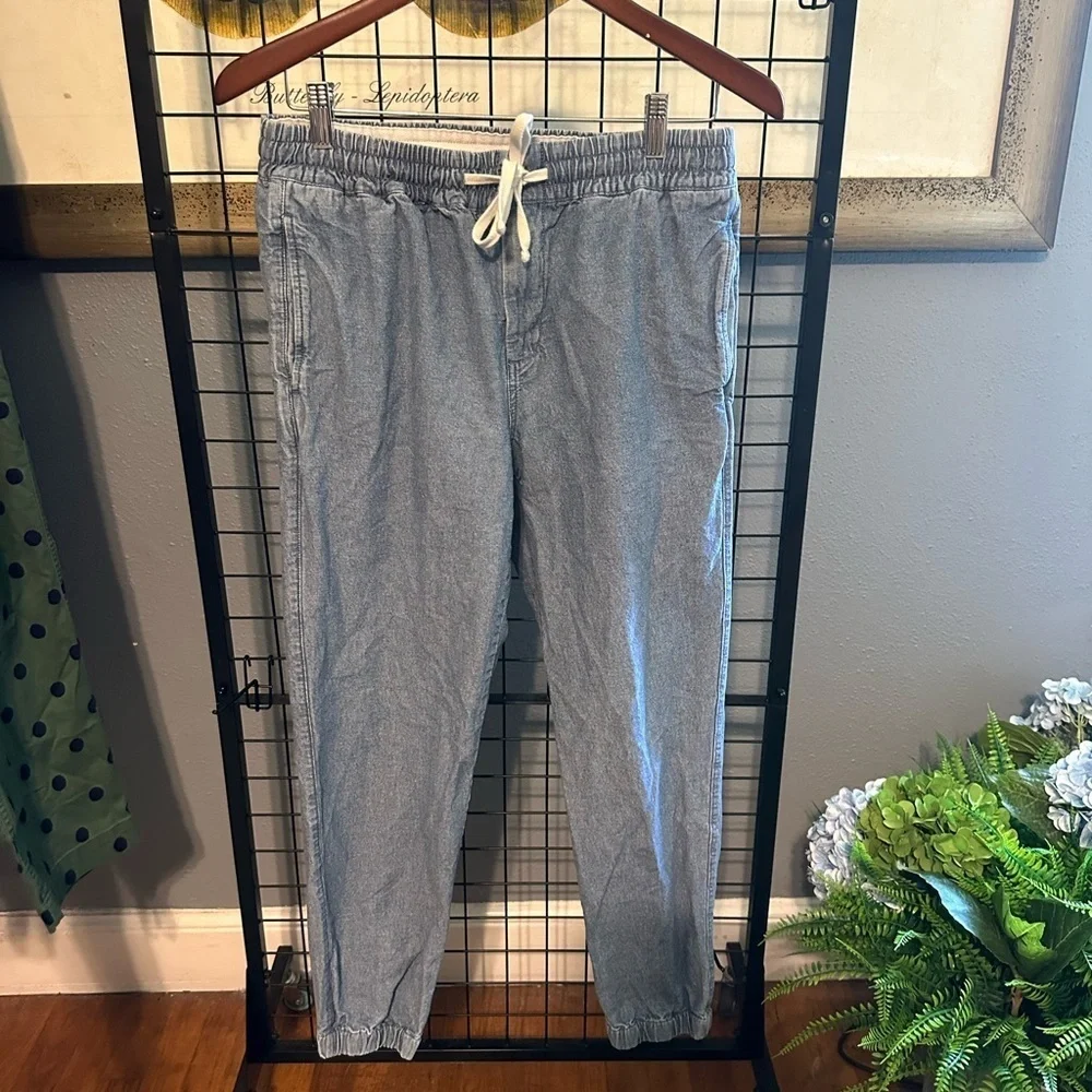 J. Crew Blue denim joggers with Tapered Fit and Drawstring Waist